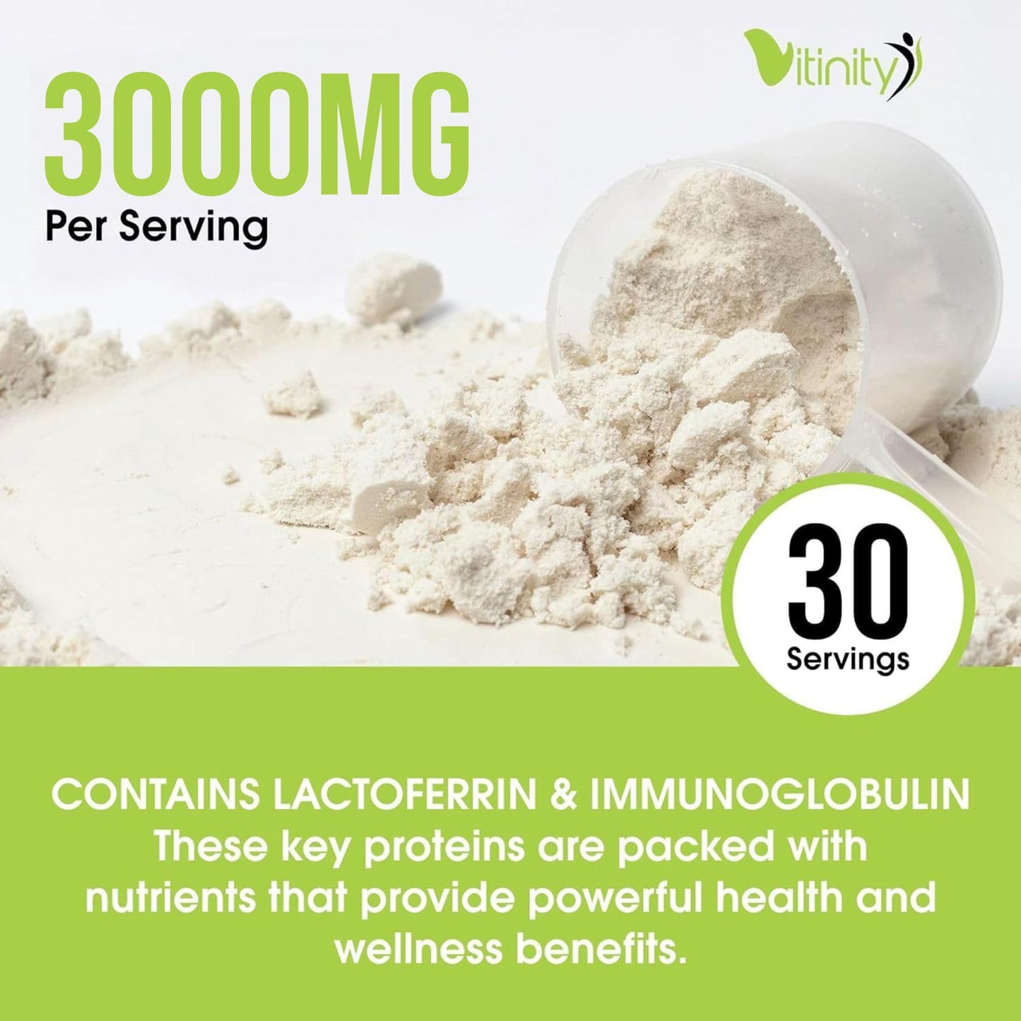 VITINITY Grass Fed Bovine Colostrum Powder 3000 mg – Immune Support & Gut Health | Unflavored 2 Pack