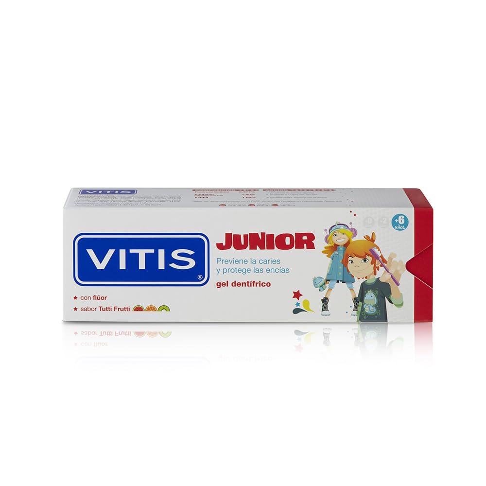 Vitis Junior Tutti Frutti Toothpaste 75ml - Fluoride Toothpaste for Ages 6-12