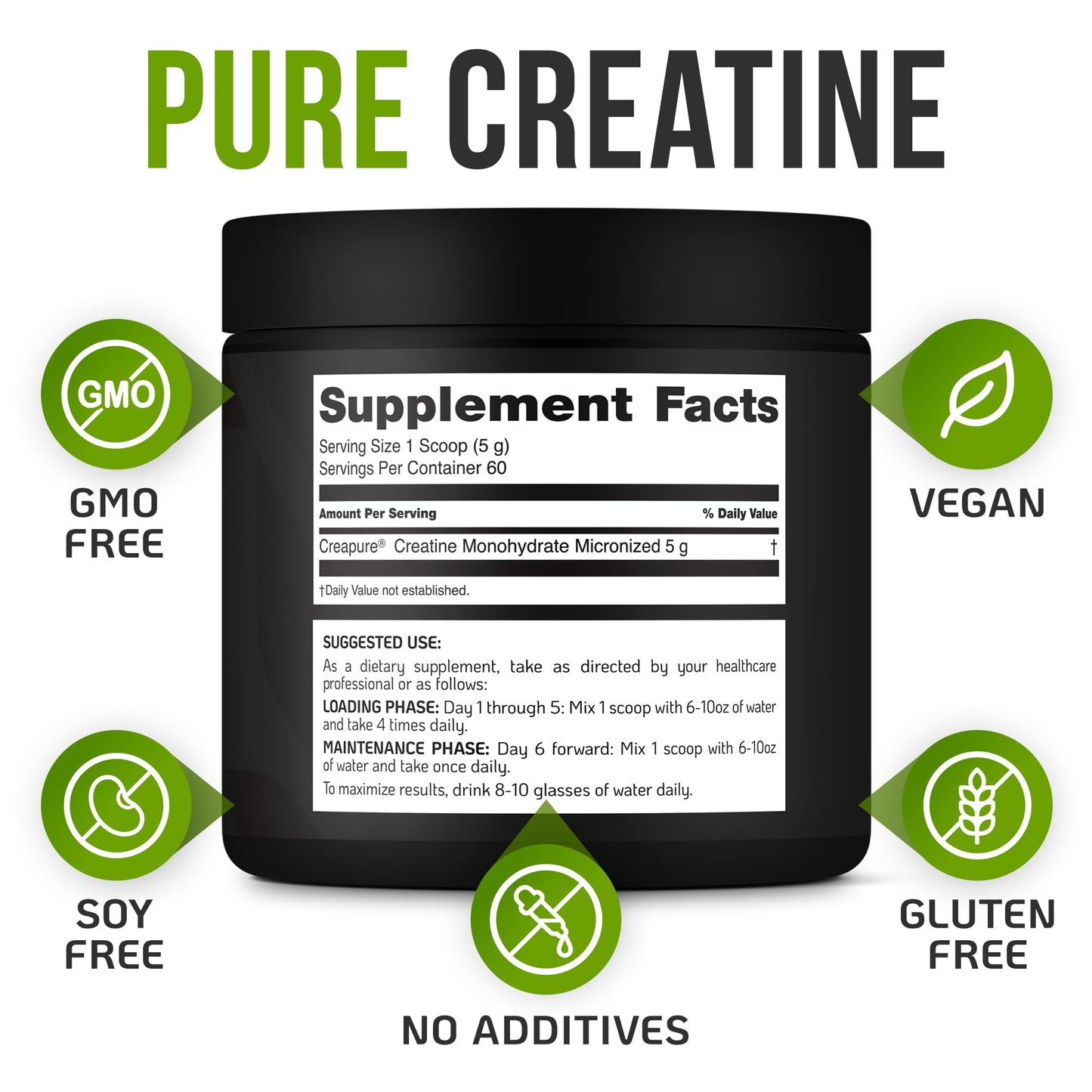 VITRUALS Creapure Creatine Monohydrate Powder – Ultra-Pure German Creatine (1000g), 100% Made in Germany