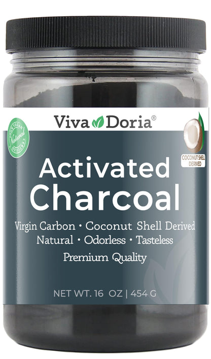 Viva Doria Virgin Activated Charcoal Powder – Coconut Shell Derived, Food Grade, 16 oz