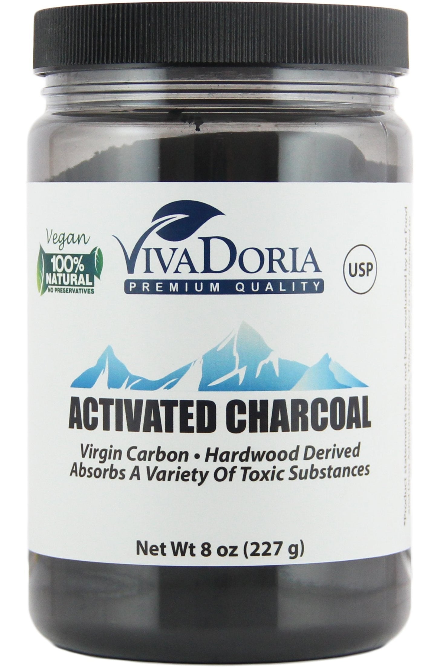Viva Doria Virgin Activated Charcoal Powder – Hardwood Derived, Food Grade, 8 oz