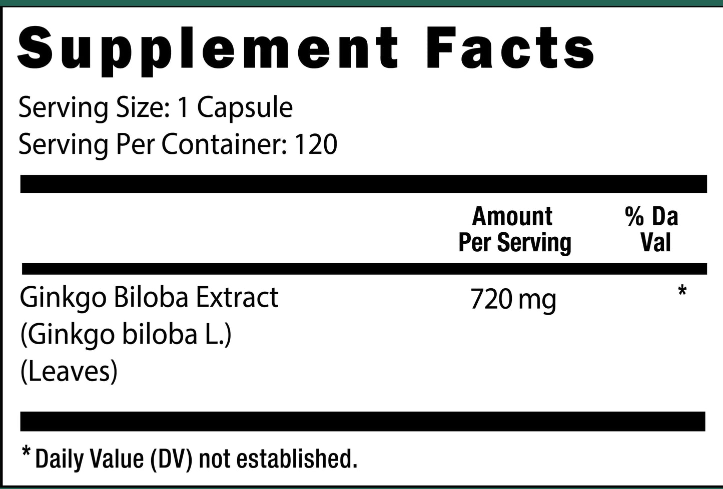 Viva Doria Ginkgo Biloba 720mg - Brain Function & Memory Support | 120 Veg Capsules