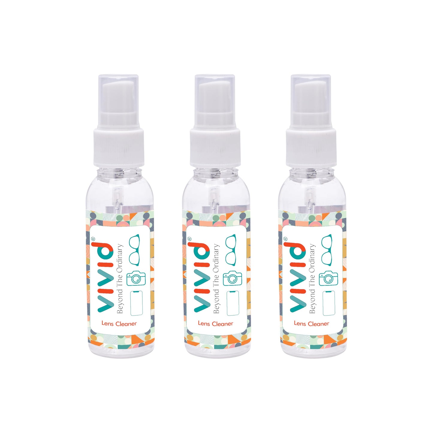 VividVision myclean Lens Cleaning Solution Spray – No Detergent, No Foam – 50 ml Pack of 3 for Glasses, Screens & Cameras