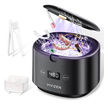 VIVIZEN Ultrasonic Retainer Cleaner – 45kHz Sonic Cleaning, 30W, Portable