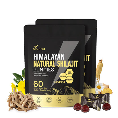 VivoNu Himalayan Shilajit Gummies: Ashwagandha & Gokshura | Organic, Non-GMO
