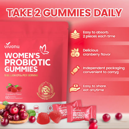 VivoNu Viginal Probiotic for Women – 60 Gummies for Feminine Balance, 100 Billion CFU Blend