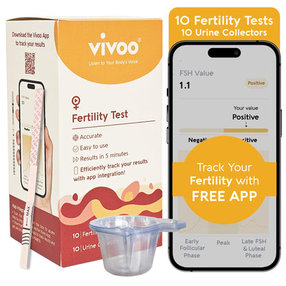 Vivoo Fertility Test – At-Home FSH Kit with 10 Strips & 10 Urine Collectors