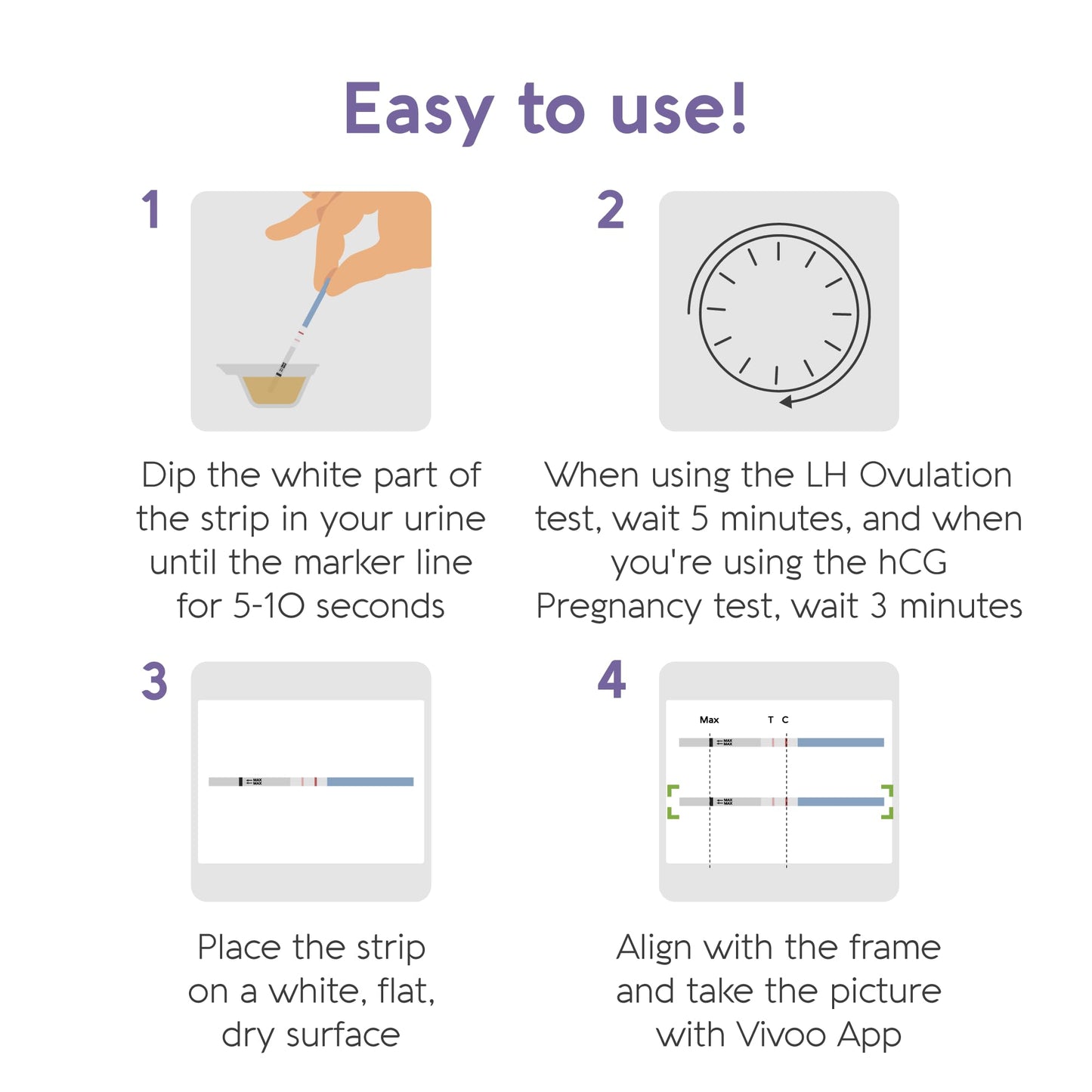 Vivoo Ovulation Test & Predictor Kit – Track Your Cycle with LH & HCG Tests | 25 LH Tests, 5 HCG Tests, 30 Cups