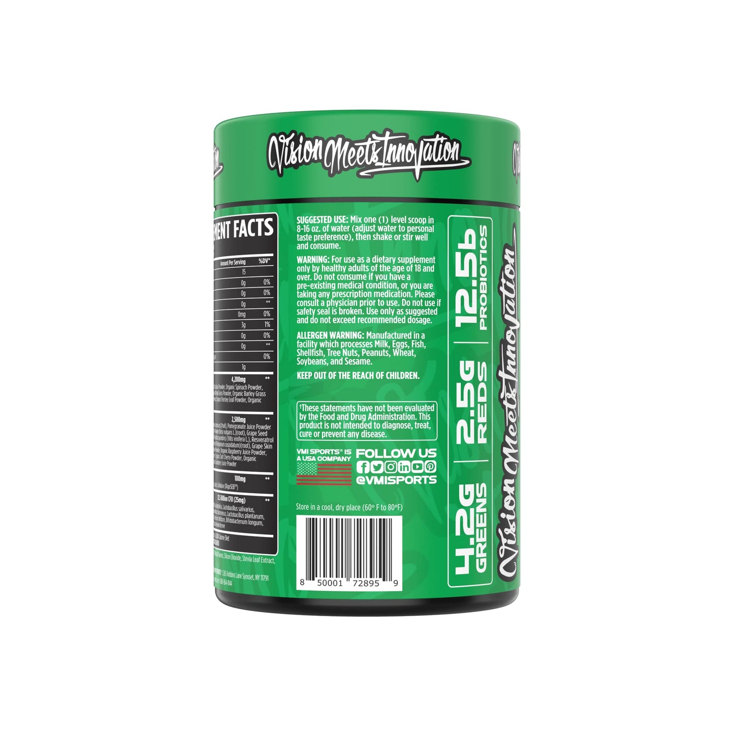 VMI Sports Greens + Reds – Advanced Immunity & Gut Health Superfood | 30 Servings (Raspberry Lemonade)