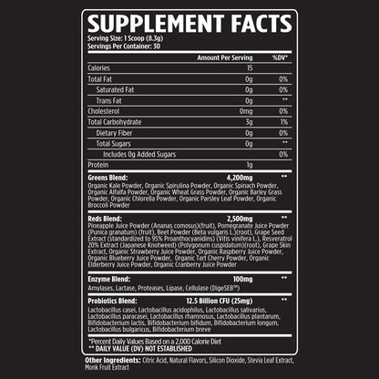 VMI Sports Greens + Reds – Advanced Immunity & Gut Health Superfood | 30 Servings (Raspberry Lemonade)
