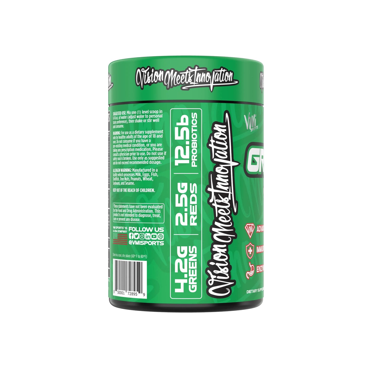 VMI Sports Greens + Reds – Advanced Immunity & Gut Health Superfood | 30 Servings (Raspberry Lemonade)