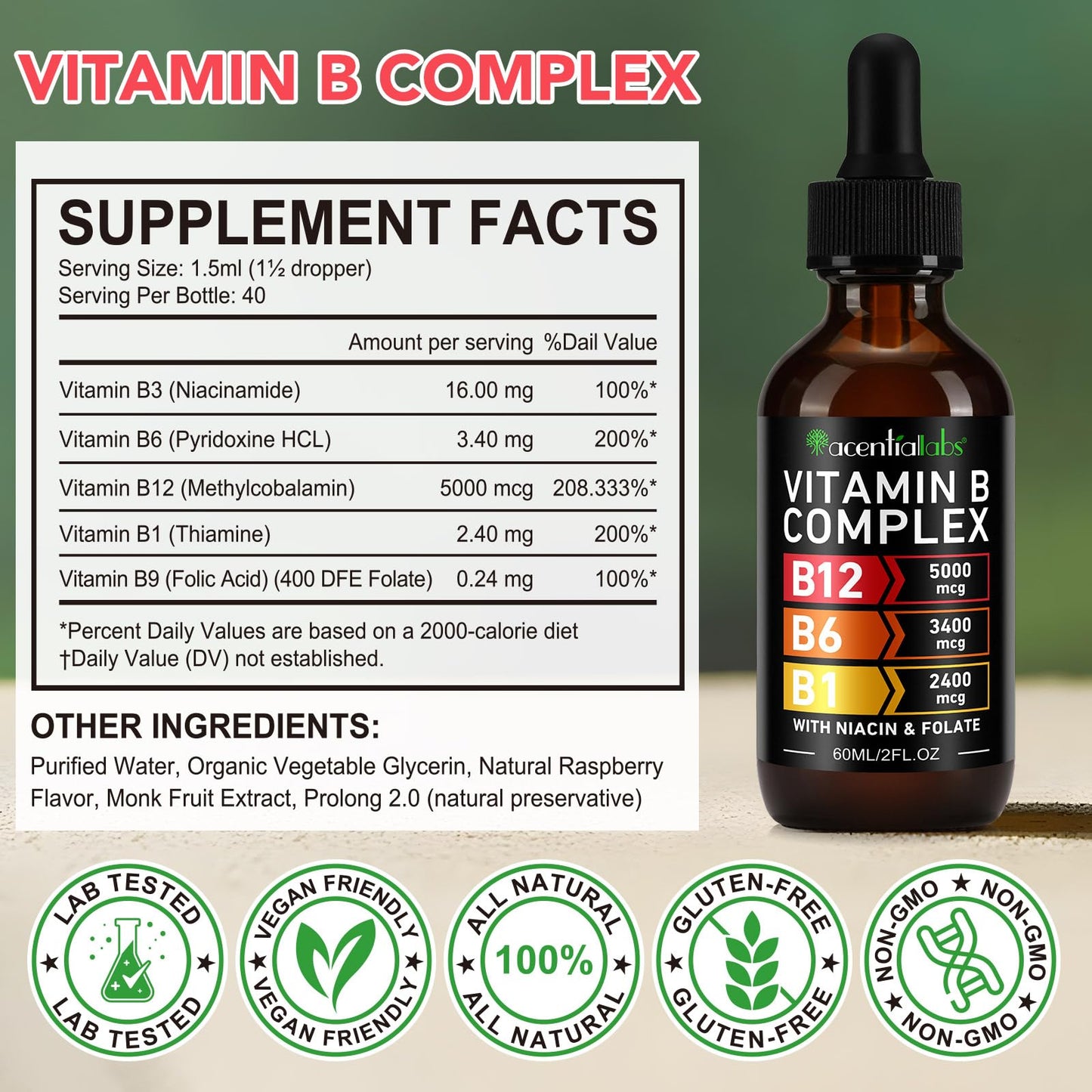 VOGSIG Vitamin B Complex Liquid Drops for Women – Vegan & Gluten-Free