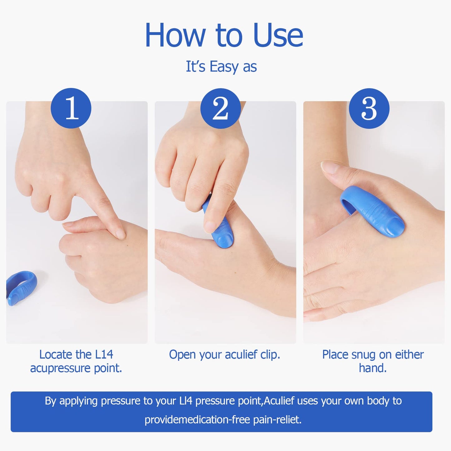 Vspek 8 Pcs Acupressure Hand Clips for Migraine Relief