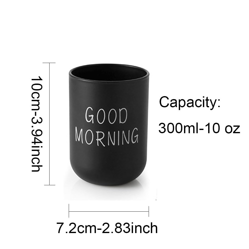 VUULDOO Minimalist Mouthwash Cup 300ml - Black & White, Good Morning Design
