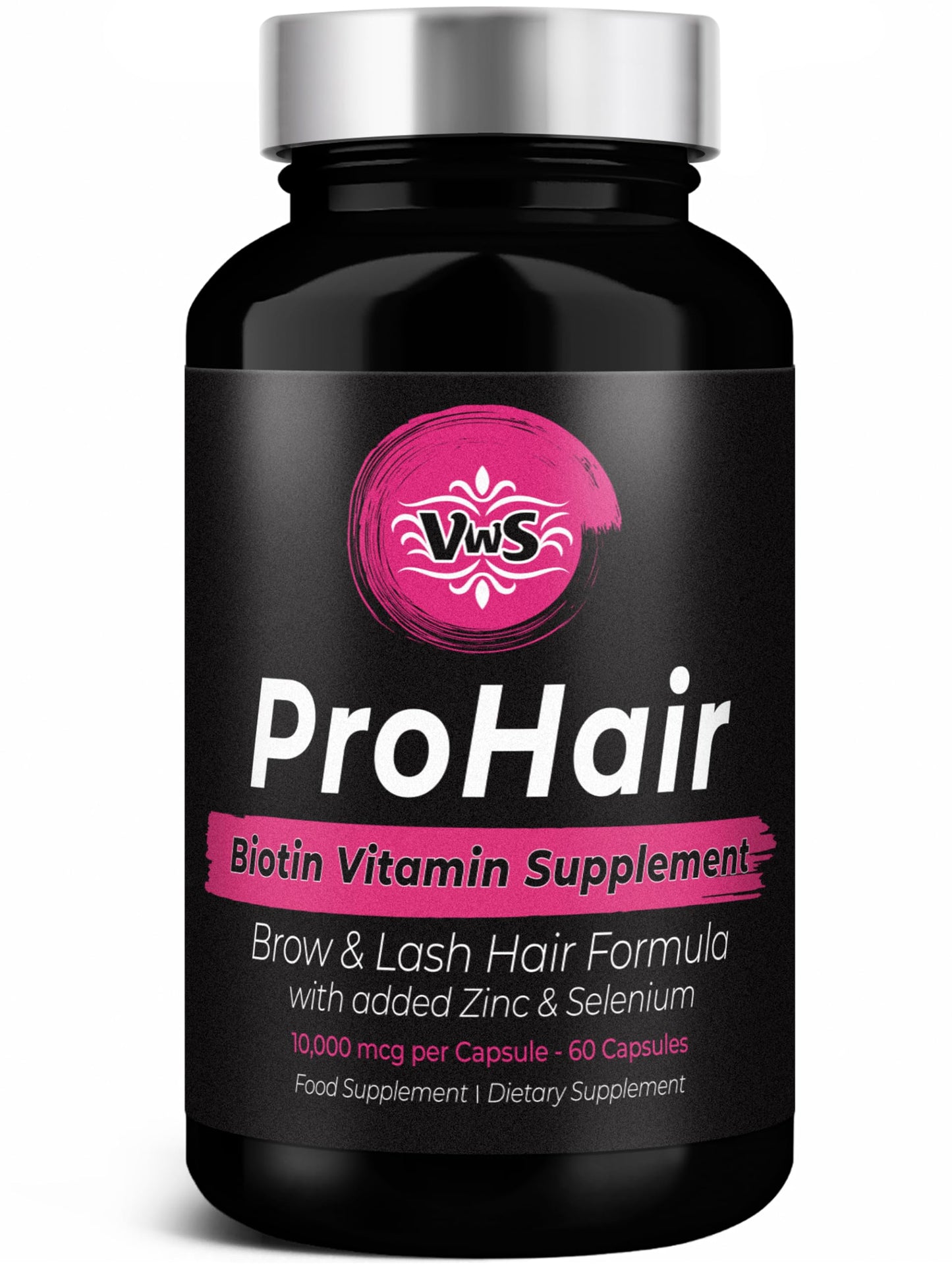 VWS Biotin 10,000 mcg with Zinc & Selenium – Hair, Nails & Skin (60 Vegan Capsules)