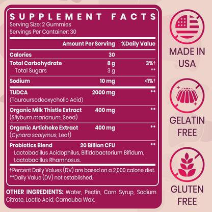Vylarithonixa Premium TUDCA Gummy Supplement 2000mg - Vegan, 60 Servings
