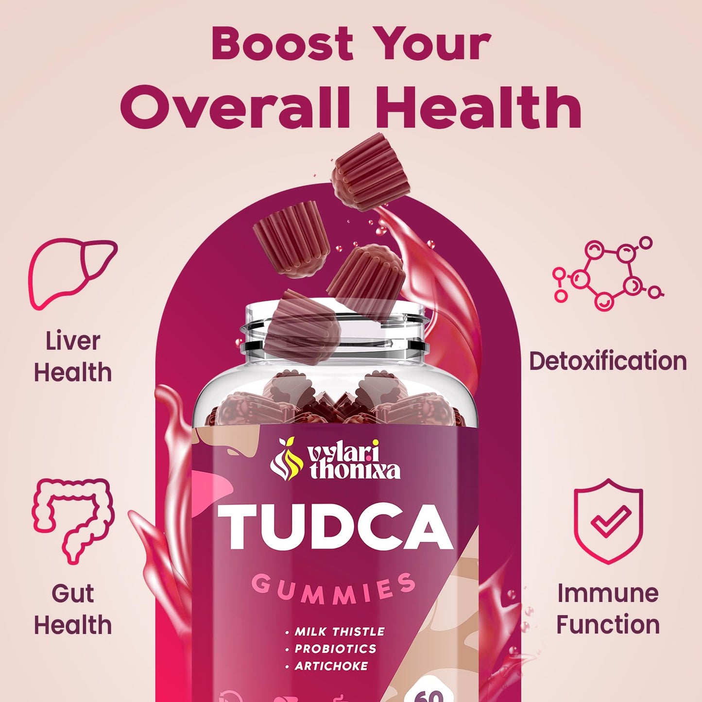 Vylarithonixa Premium TUDCA Gummy Supplement 2000mg - Vegan, 60 Servings