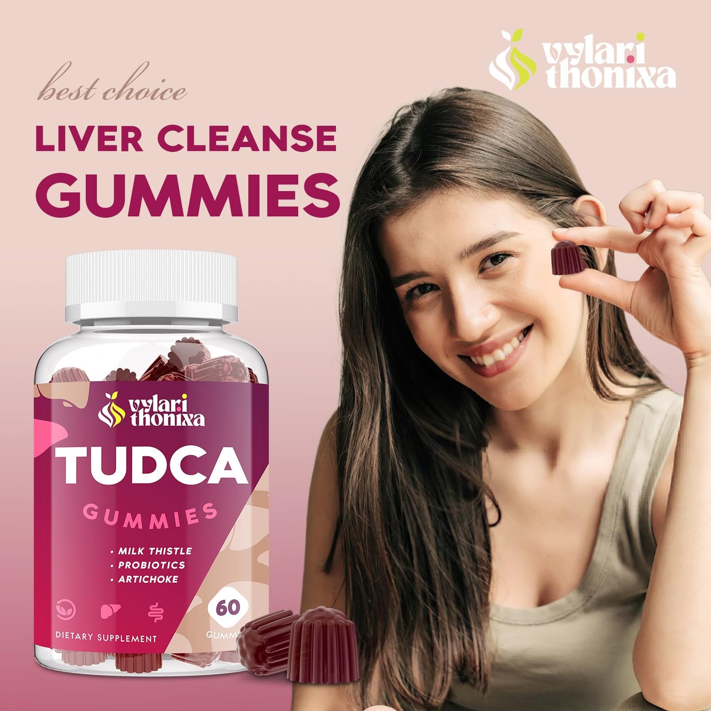 Vylarithonixa Premium TUDCA Gummy Supplement 2000mg - Vegan, 60 Servings