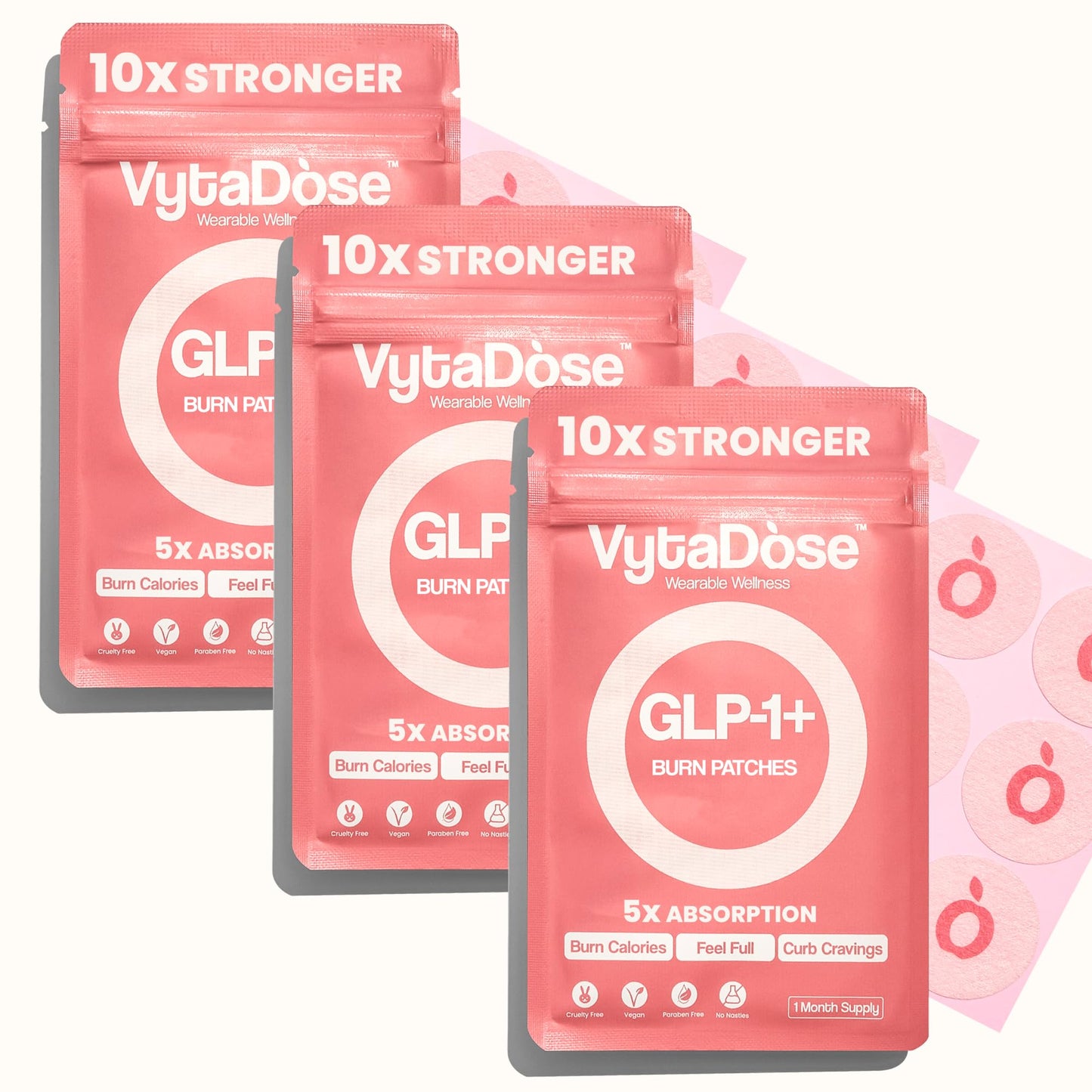 Vytadose GLP1 Patches | 12-Hour Hunger Support | 10x Stronger Formula | 3 Pack