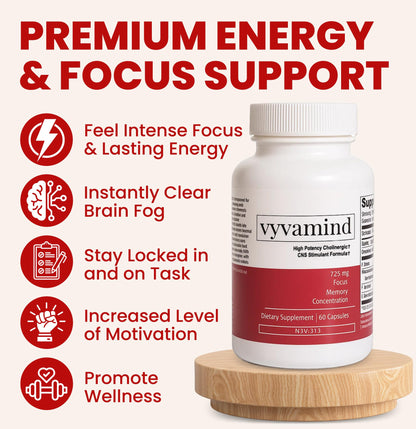 Vyvamind Neurostimulant + Focus Aid — Fast Cognitive Boost, 60 Capsules