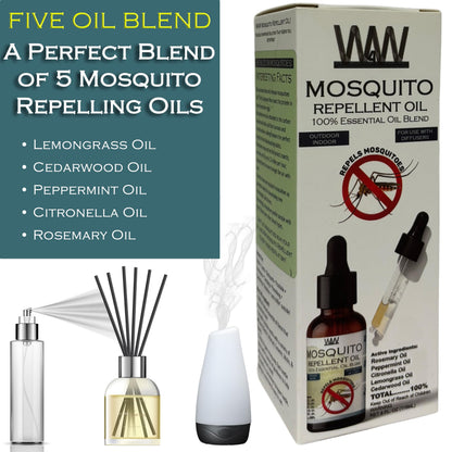 W4W Mosquito Oil – 100% Essential Oil Blend (4 oz) for Diffusers & Sprays