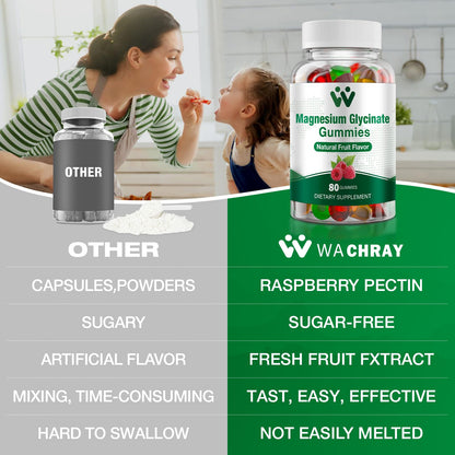 WACHRAY Magnesium Glycinate Gummies 400 mg – Sugar-Free, 80 Count