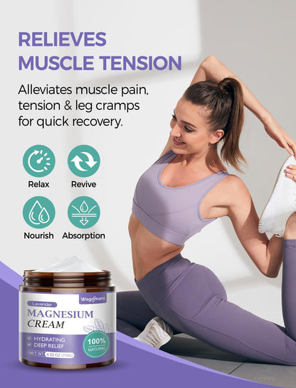 Wagomars Magnesium Cream for Sleep – Lavender Topical Magnesium Lotion for Pain & Relaxation