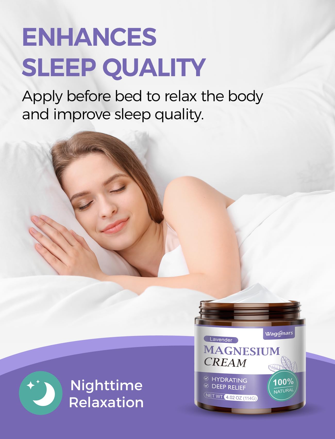 Wagomars Magnesium Cream for Sleep – Lavender Topical Magnesium Lotion for Pain & Relaxation