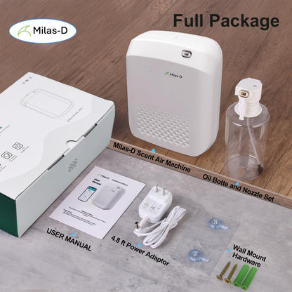 Waterless Essential Oil Diffuser for Home & Commercial Use — Large Rooms Up to 1500 sq ft | Bluetooth Milas-D (13.5 fl oz / 400 mL)