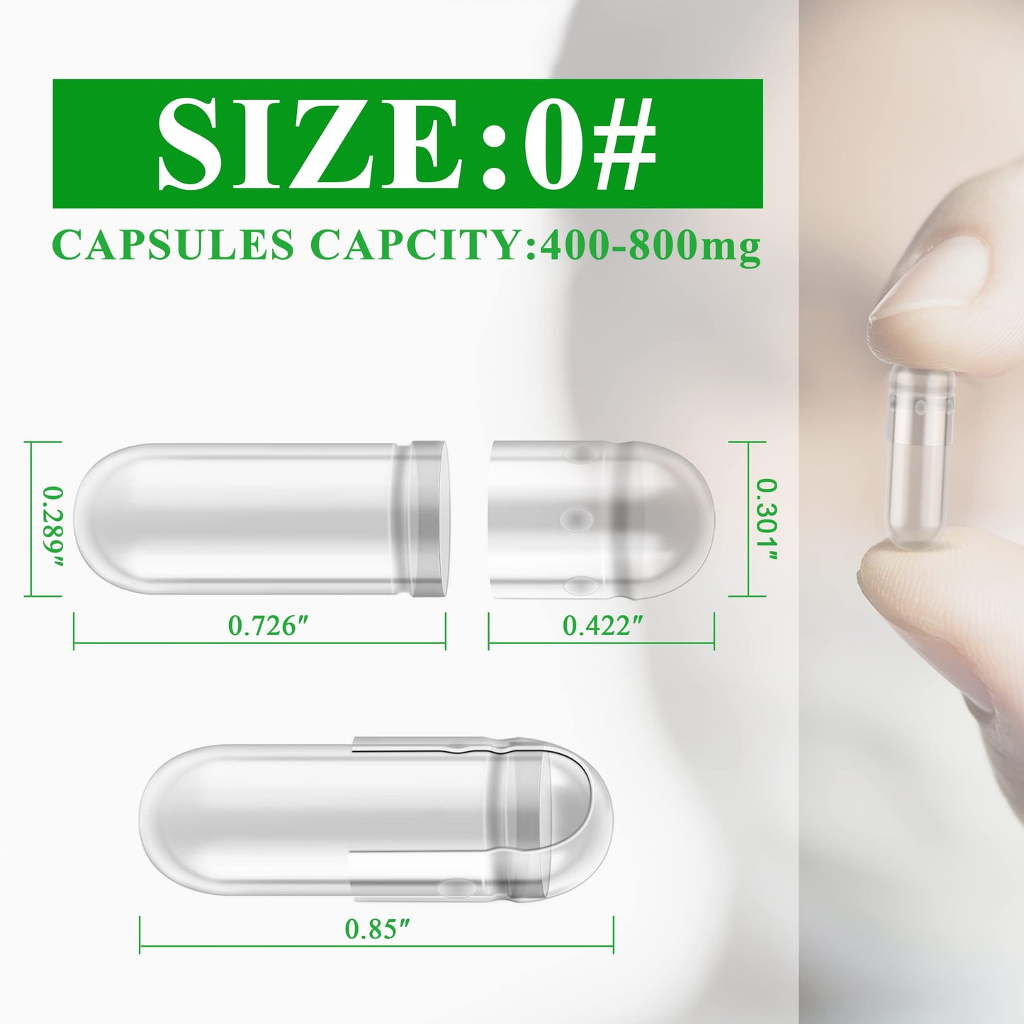 Wananfu Size 0 Vegetarian Empty Capsules – 100 Count Bundle + Micro Lab Spoon