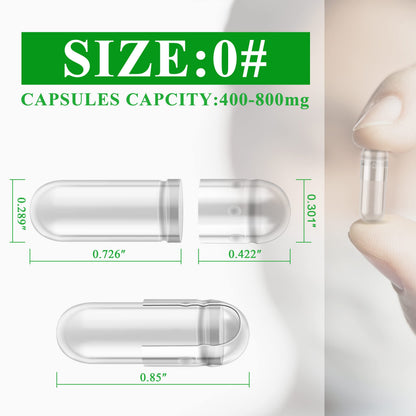 Wananfu Size 0 Vegetarian Empty Capsules – 100 Count Bundle + Micro Lab Spoon