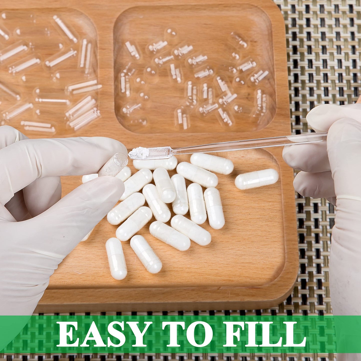Wananfu Size 00 Vegetarian Empty Capsules Bundle (100 Count) + Micro Lab Spoon