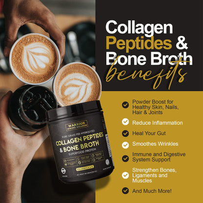 Warrior Strong Wellness Premium Collagen Peptides Bone Broth Powder – Grass-Fed, Unflavored, Keto Friendly