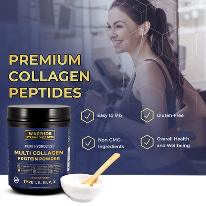 Warrior Strong Wellness Multi Collagen Powder - Unflavored Hydrolyzed Collagen