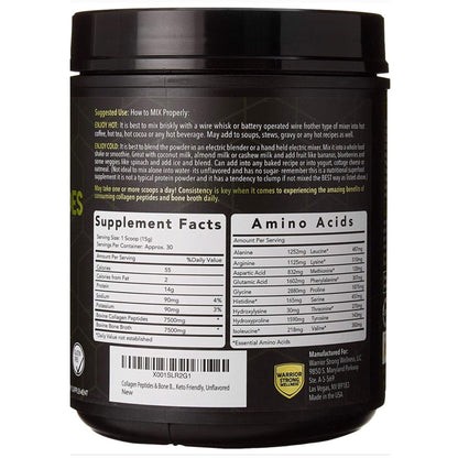 Warrior Strong Wellness Premium Collagen Peptides Bone Broth Powder – Grass-Fed, Unflavored, Keto Friendly