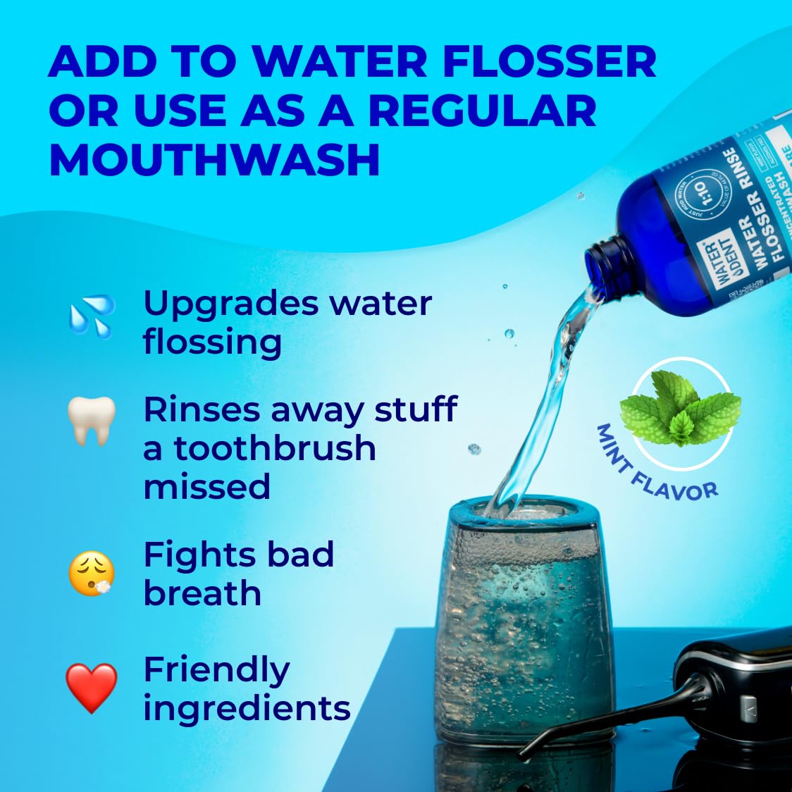 Water Dent Water Flosser Rinse – Concentrate Mouthwash 1:10, Mint