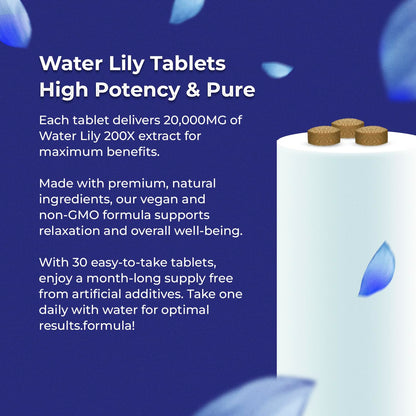 Water Lily 200X Extract Tablets 20,000mg | Relaxation & Sleep | Amazing Botanicals (30 Tablets)