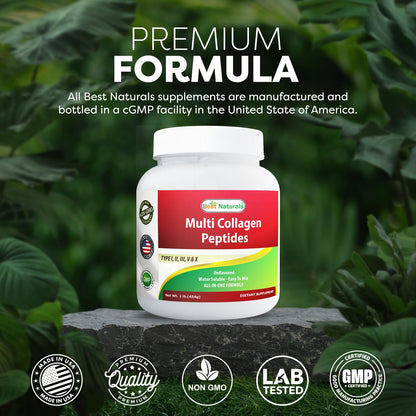 Best Naturals Multi Collagen Peptides Powder - Unflavored, 1 lb, Grass Fed