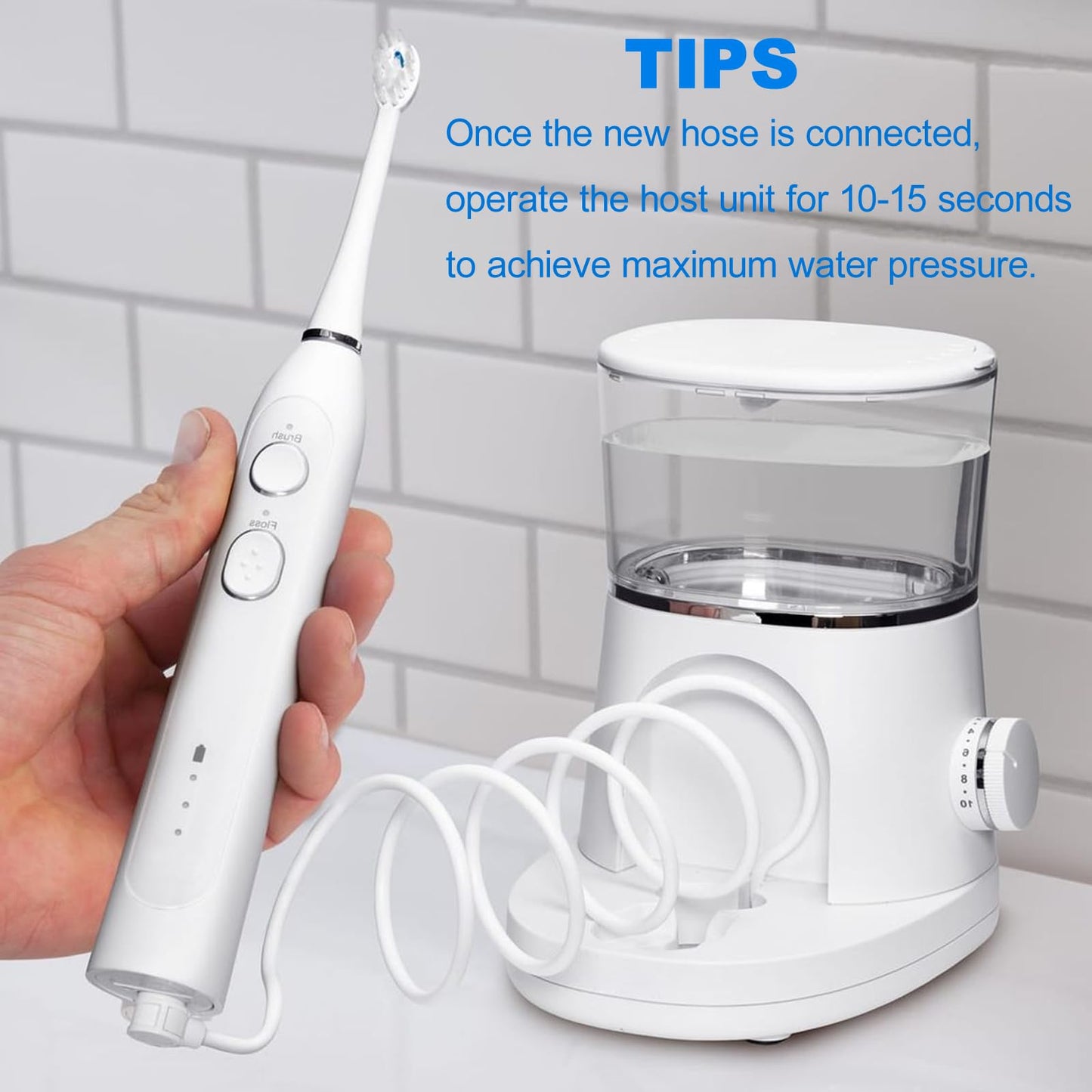 Water Flosser Replacement Hose & Toothbrush Heads for Waterpik Sonic-Fusion SF-01/02/03/04 – Repair Kit