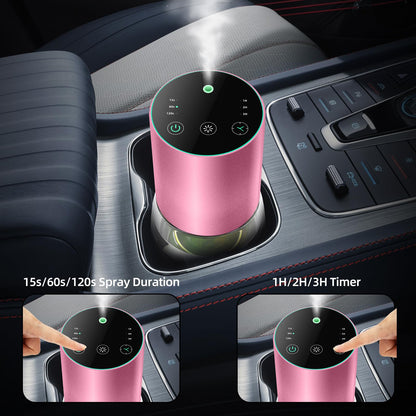 Waterless 100ml Car Diffuser – Battery Powered, Cordless Aromatherapy, 7-Color LED (Pink) with Timer