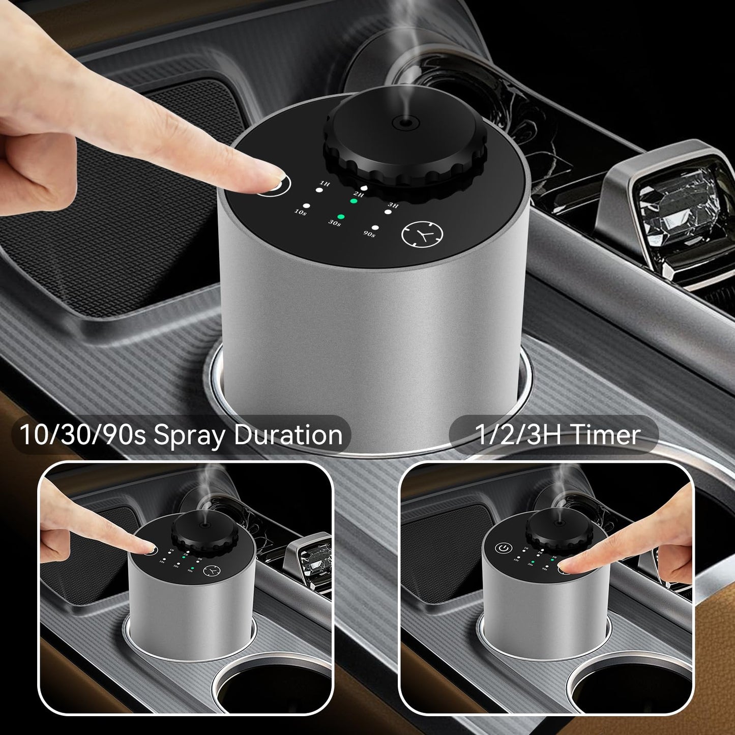 Waterless Car Diffuser – Battery-Operated, Cordless with 3 Mist Levels