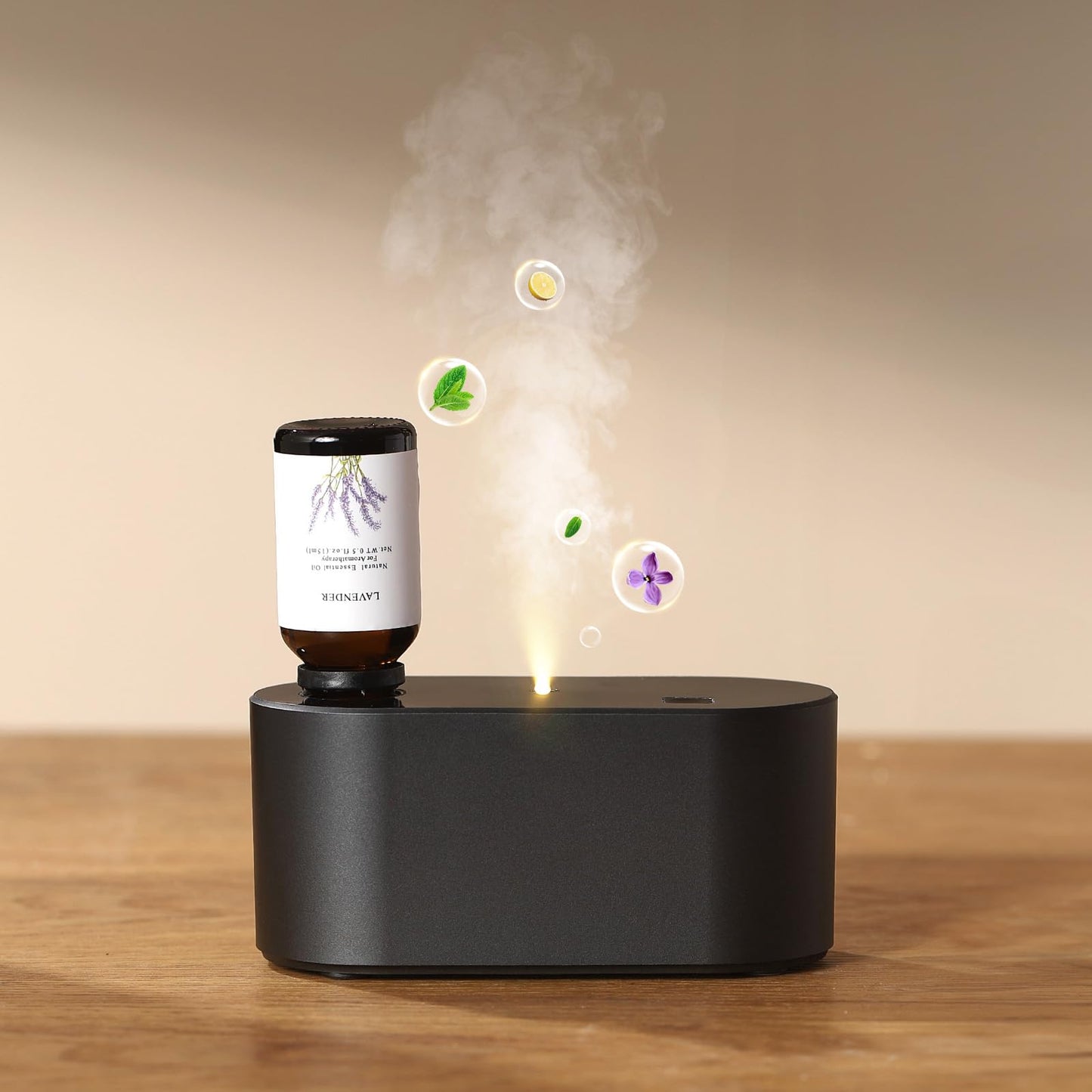 Waterless Diffuser for Essential Oils – 3 Mist Modes, 160 sq ft, Black