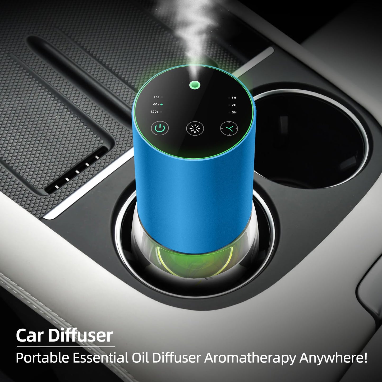 Waterless 100ml Battery Powered Car Diffuser with 7 Color LED Lights, 3 Mist Levels and Timer