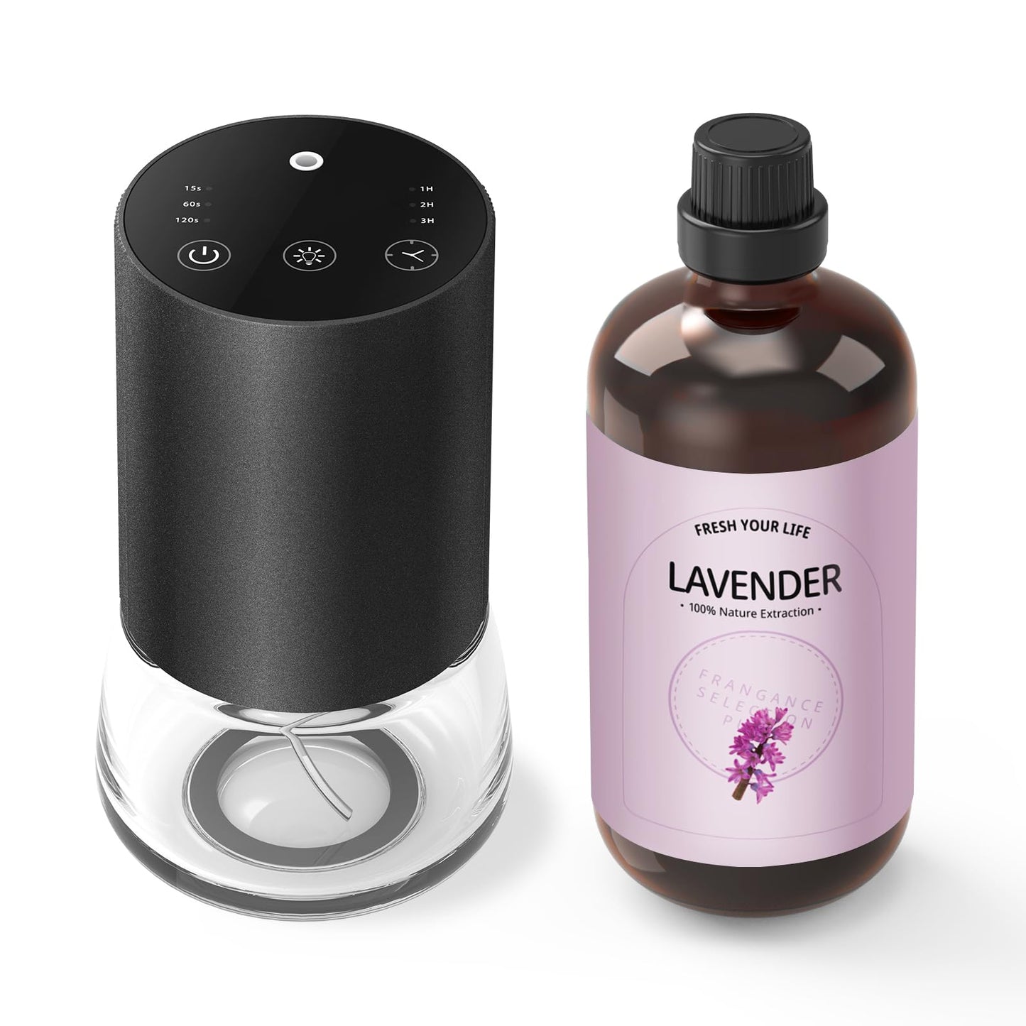 Waterless 100ml Essential Oil Diffuser – Portable Battery Car Diffuser, 7 LED Colors, 3 Mist Levels