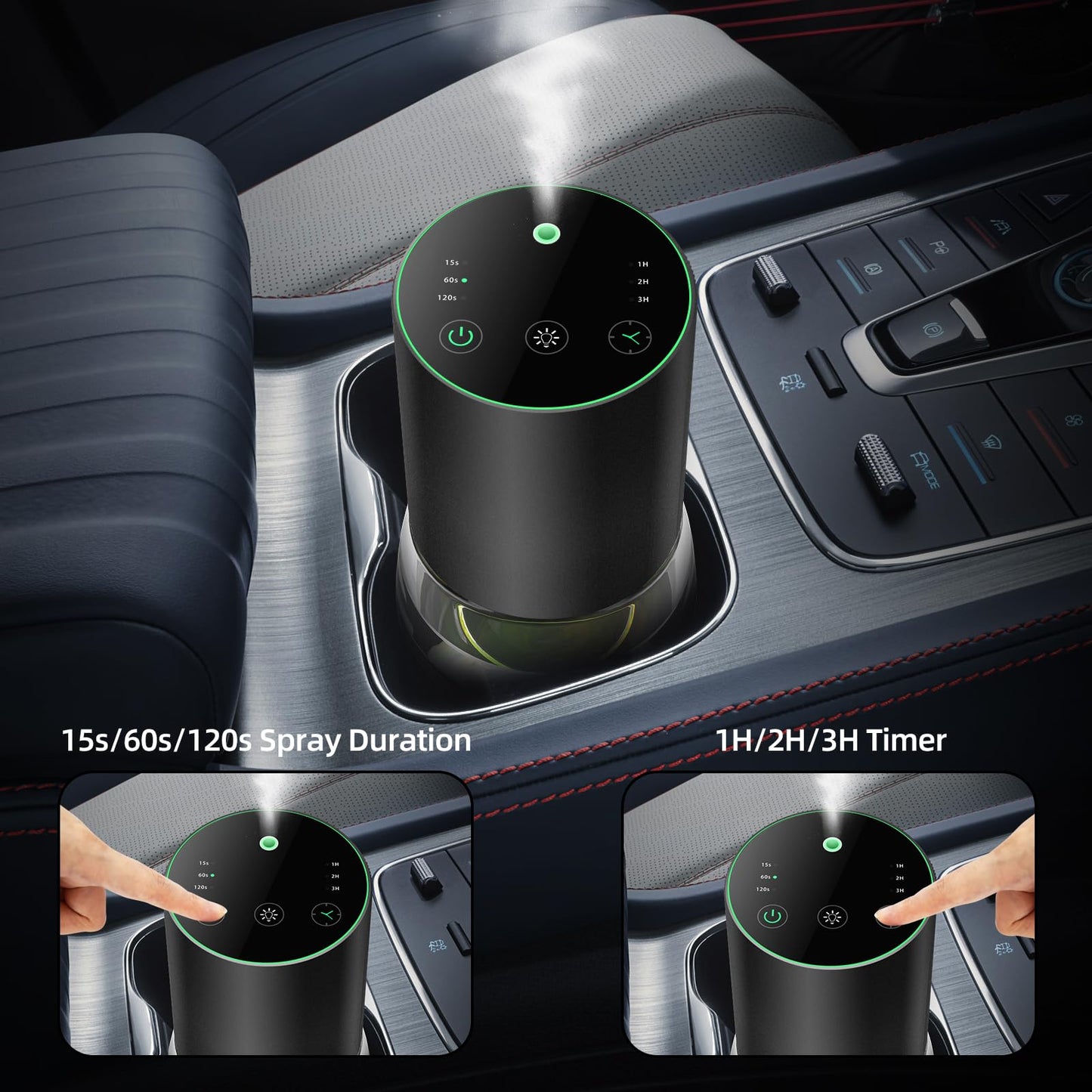 Waterless 100ml Essential Oil Diffuser – Portable Battery Car Diffuser, 7 LED Colors, 3 Mist Levels
