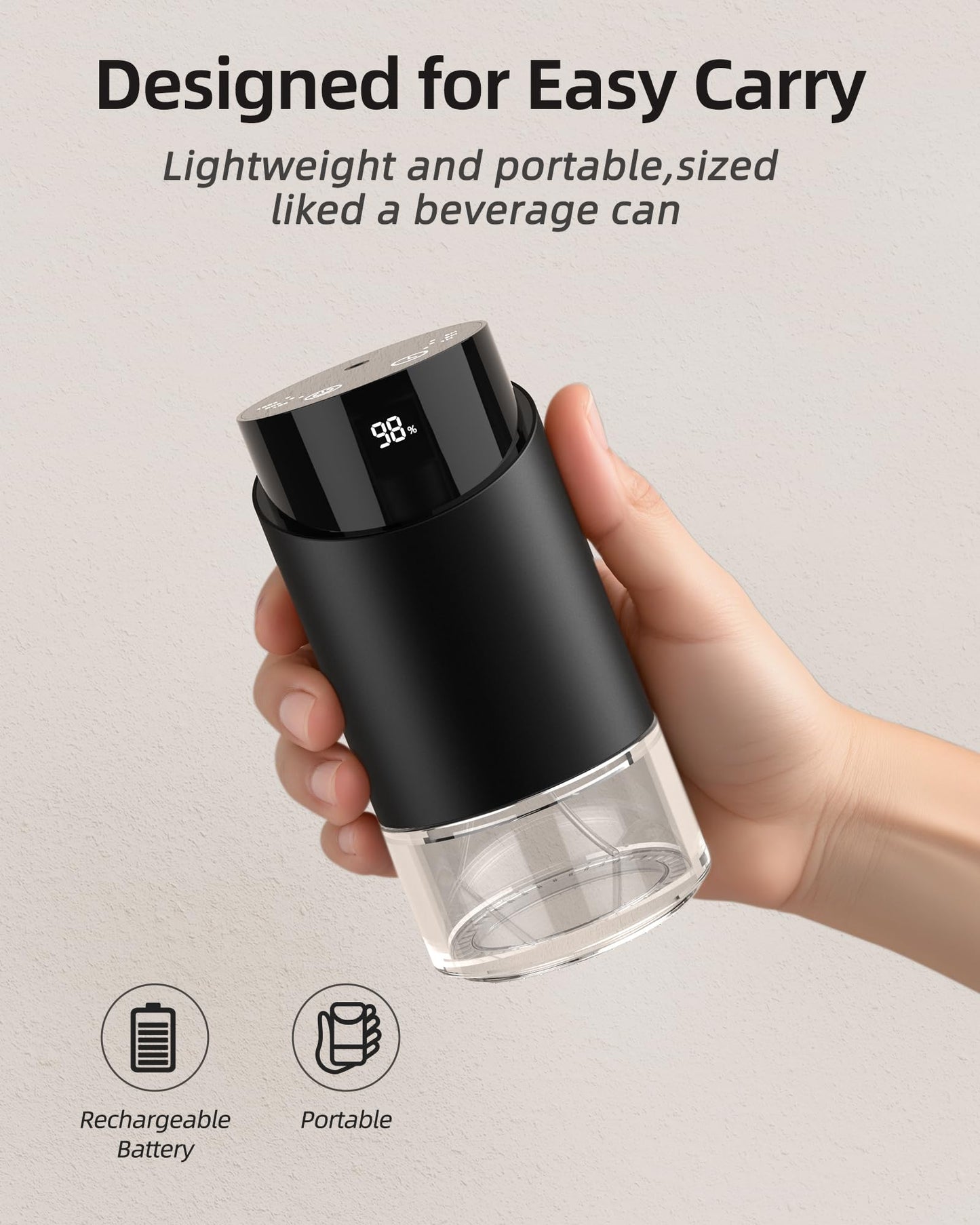 Waterless Essential Oil Diffuser – Battery-Operated Mini Diffuser for Home, Office, Car | 3 Timers & 3 Mist Levels