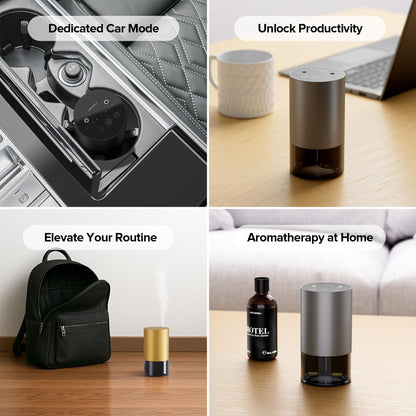Waterless Dual-Nozzle Diffuser | Mini Scent Air Machine, 5 Timers, 4 Mist Levels, Desert Titanium