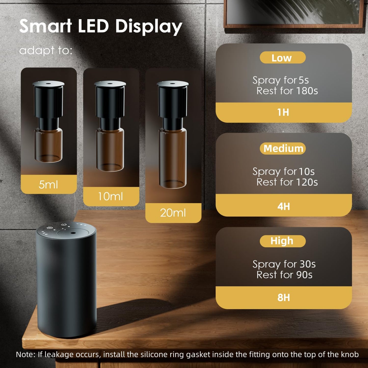 Waterless Essential Oil Diffuser - Portable Battery-Operated (Black) | 3 Mist Levels