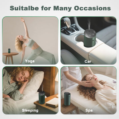 Waterless Essential Oil Diffuser with 4 Timer (1/3/6H & Off) & 3 Mist Levels | Rechargeable Portable Dark Green Aroma Diffuser