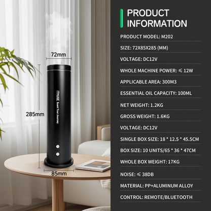 Waterless Essential Oil Diffuser for Large Room – 1200 Sq Ft Coverage, Bluetooth App & Remote, 100ml Bottle, Quiet Operation (M202S)